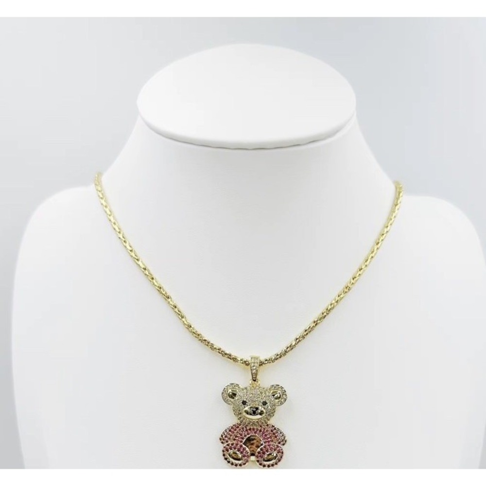 (..6.50) 18k gold-plated Waterproof Cooper Chain Pendant Bear Red